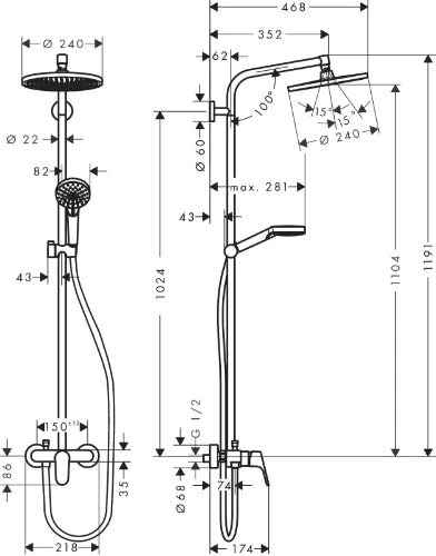 Hansgrohe Crometta colonne de douche chromé