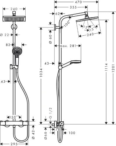 Hansgrohe Crometta E240 1jet colonne de douche  - chromé