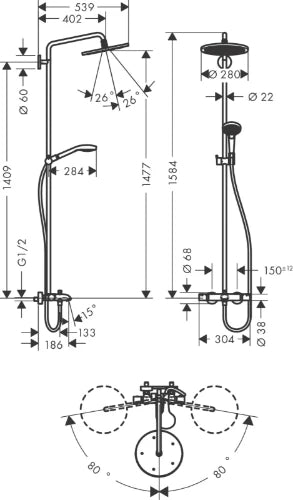 Hansgrohe Croma colonne de douche chromée