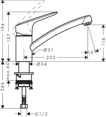 Hansgrohe Logis Comfortzone 120 mitigeur cuisine bec pivotant 360°