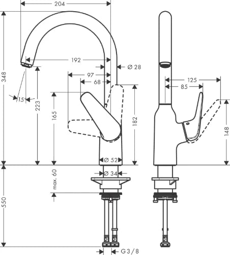 Hansgrohe M421 mitigeur cuisine - chromé - comforzone 220