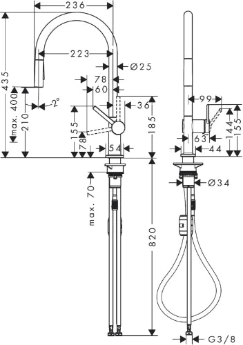 Hansgrohe Talis M549 SPTM 210 2jets AZB steel