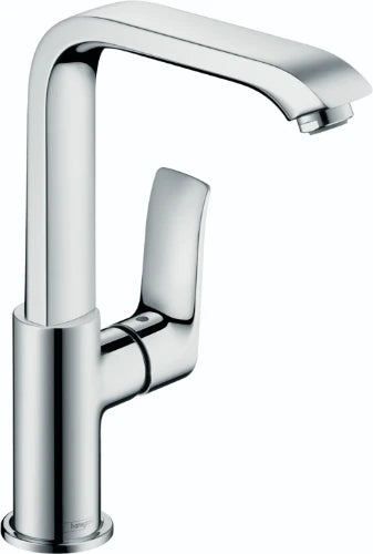 Hansgrohe Metris E² mitigeur lavabo bec pivotant chromé avec vidage, bec rehaussé
