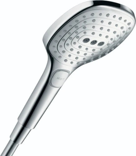 Hansgrohe Select E 120 douchette écosmart chromé Quickclean, 3 jets avec bouton Select, max 9L/min