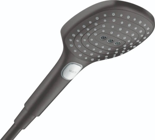 Hansgrohe Select E douchette 120 MM 3 jets noir chromé brossé avec bouton Select