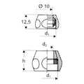Schell écrou 10 x 3/8 F - chromé - avec bague de compression - modèle court