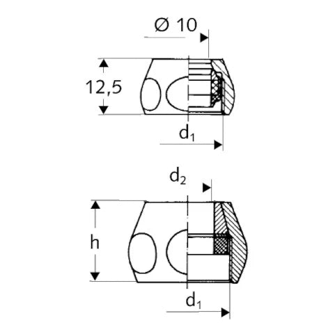 Schell écrou 10 x 3/8 F - chromé - avec bague de compression - modèle court