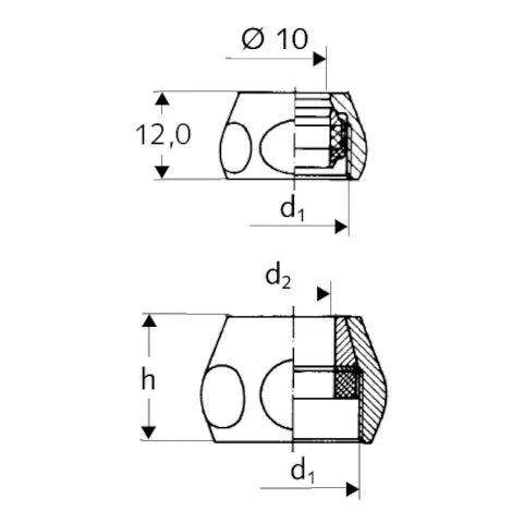 ECROU SCHELL 3/8 F X 8 MM chromé a/joint schell-petit modele