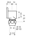 SCHELL Plaque murale, 1/2" x 10 mm avec raccord à sertir, chromé