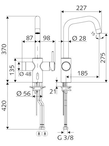 SCHELL Robinet de cuisine GRANDIS E HD-M IR,poignée,EM,alimentation piles,chromé