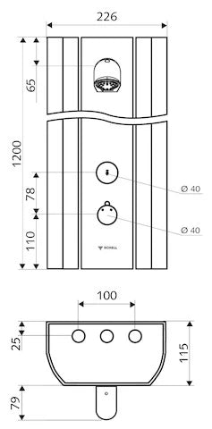 PANNEAU DE DOUCHE MURAL SCHELL LINUS DP-SC-T 1/2 aluminium anodise Fermeture temporisée - Thermostat