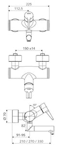 SCHELL Rob. lav. apparent VITUS VW-EH-M levier monocom., EM, portée 210, chromé