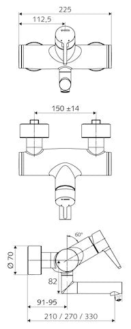 SCHELL Rob. lav. apparent VITUS VW-EH-M levier monocom., EM, portée 210, chromé