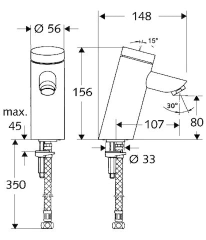 ROBINET DE LAVABO SCHELL PURIS chromé fermeture temporisee