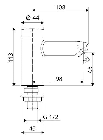 Schell Petit SC robinet lavabo 1/2M temporisé chromé -durée réglable