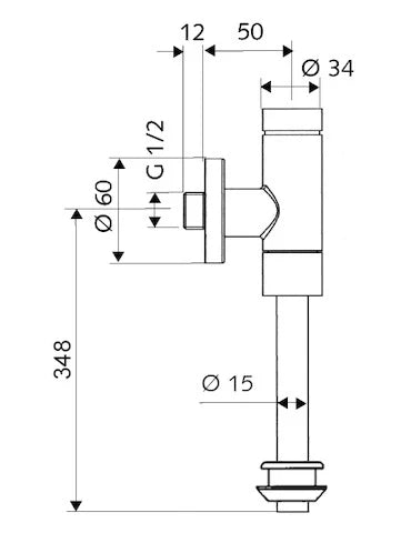 Schell Schellomat Basic robinet d'urinoir 1/2 - agréé Belgaqua - avec robinet d'arrêt - raccord extérieur - chromé