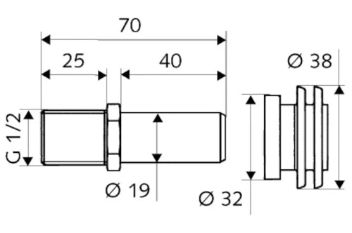 Schell allimentation urinoir 1/2 - pour raccordement à l'arrière