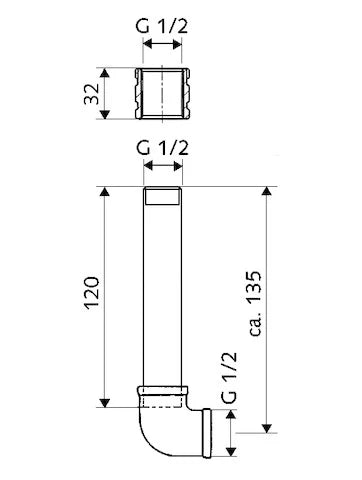 SCHELL Garniture de raccordement urinoir 1/2", pour rob. de chasse directe encas.