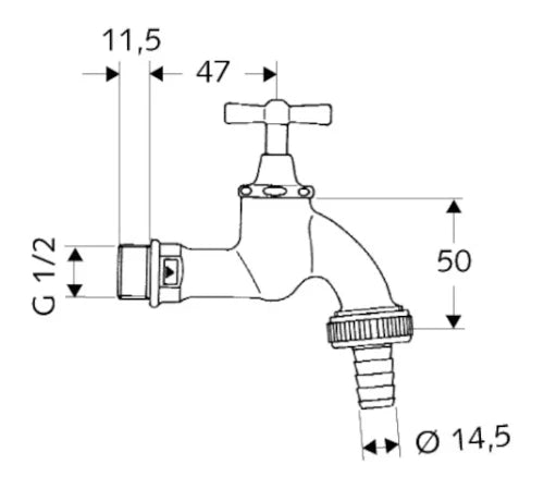 Schell robinet double service tête à potence 1/2 - chromé mat