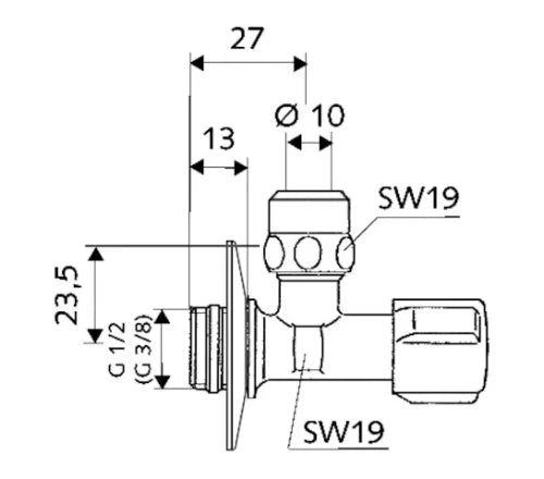 Schell Comfort robinet d'arrêt équerre 1/2 x 10 mm - chromé - sans rosace