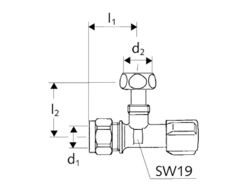 ROBINET D'ARRET EQUERRE SCHELL COMFORT 3/8 X 15 MM chromé .