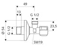 SCHELL Robinet d'équerre COMFORT sans raccord à sertir, 1/2"x1/2", chromé
