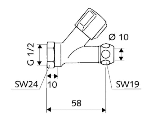 Schell Comfort robinet d'arrêt droite 1/2 x 10 mm - chromé - sans rosace