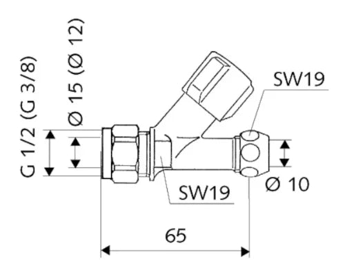 Schell Comfort robinet d'arrêt droit 15 x 10 mm - chromé - sans rosace - raccord à compression