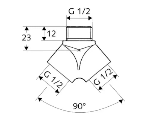 Schell pièce-Y MFF 1/2 x 1/2 x 1/2 - chromé