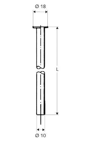 Schell tuyau 10 x 300 mm - chromé - avec 1 collerette 18mm