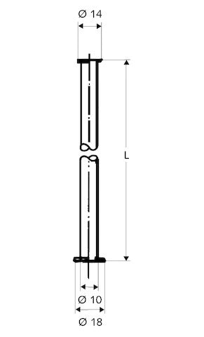 Schell tuyau 10 x 300 mm - chromé - avec 2 collerettes 3/8 et 1/2