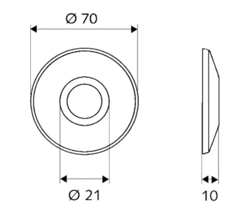 ROSACE SCHELL 65MM chromé trou 1/2"(21mm) largeur 10mm