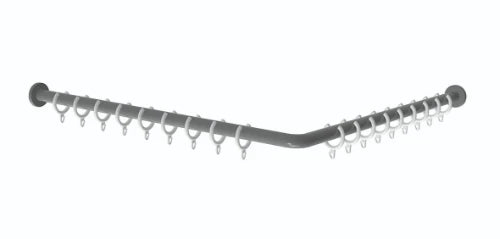 Normbau Nylon Care Tringle en angle pour rideau de douche avec anneaux, NY.DU-VST 781.020, a1/a2 = 900 mm, Blanc 019