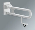 Normbau Nylon Care Barre d'appui rabattable avec porte-rouleau NY.447.185, L = 900 mm, Antibac, Blanc 019