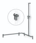 Normbau Main courante de maintien avec support de douchette à position réglable, 750 x 750 x 1200 mm, à droite, Cavere® Blanc satiné 092