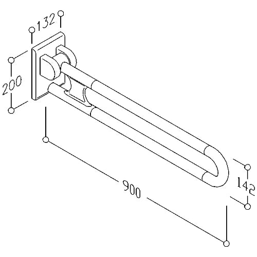 Normbau Nylon Care support mural rabattable, L = 900 mm, blanc 019