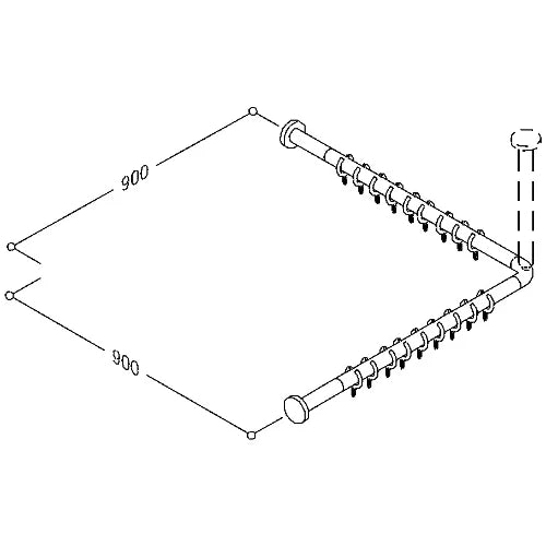 Normbau Nylon Care Tringle en angle pour rideau de douche, avec anneaux, a = 900 x 900 mm, Blanc 019