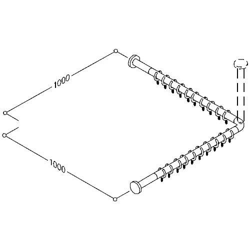 Normbau Nylon Care Tringle en angle pour rideau de douche, avec anneaux, a = 1000 x 1000 mm, Blanc 019