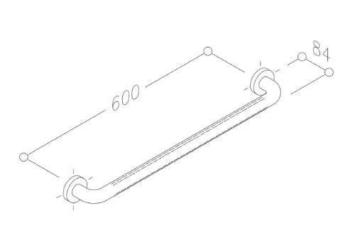 Normbau Nylon Care Poignée de maintien, tube structuré, d'une seule pièce, NY.453.070, a (c/c) = 600 mm, Blanc 019