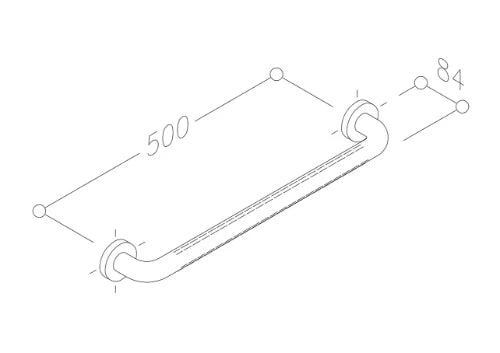 Normbau Nylon Care Poignée de maintien, tube structuré, d'une seule pièce NY.453.100, a (c/c) = 500 mm, Blanc 019