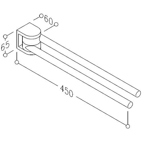 Normbau Nylon Care Porte-serviette, orientable, L = 450 mm, Blanc 019