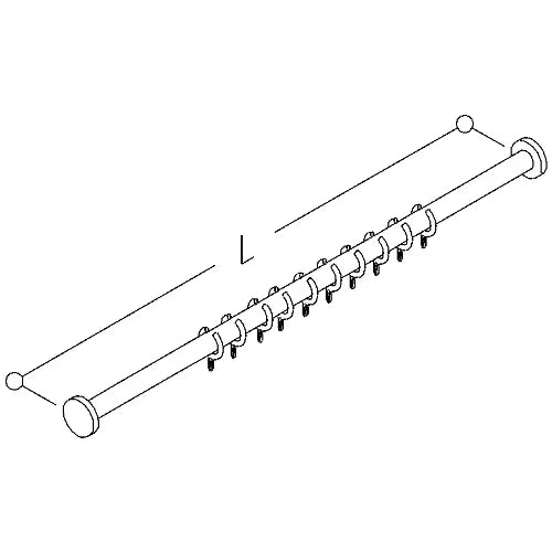 Normbau Nylon Care Tringle droite pour rideau de douche avec anneaux, NY.DU-VST 781.240, L = 1576 - 2200 mm, Blanc 019
