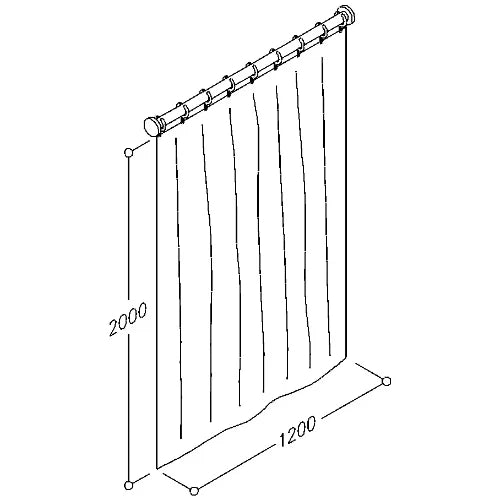 Normbau Rideau de douche, 1200 x 2000 mm, 051, Blanc 019