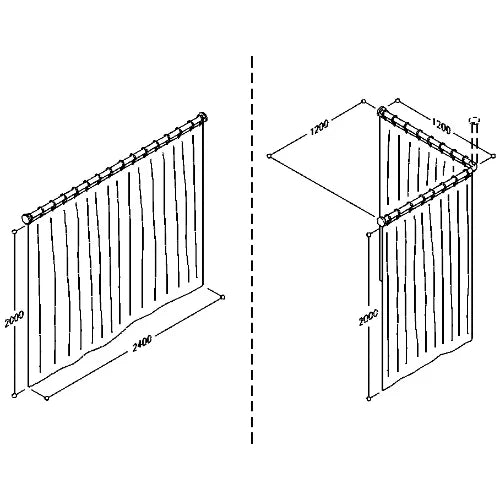 Normbau Rideau de douche, 2400 x 2000 mm, 0787350 051, Blanc 019