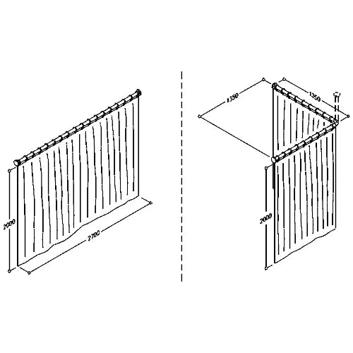 Normbau Rideau de douche, 2700 x 2000 mm, 0787360 019, Blanc 019