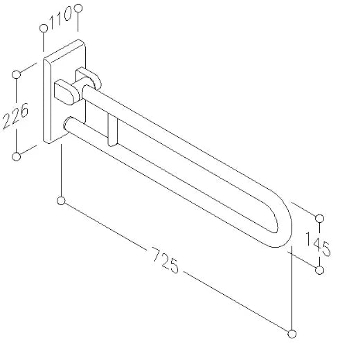 Normbau Inox Care Barre d'appui rabattable 2050030 vario, amovible, L = 725 mm, avec platine de fixation, Inox 009
