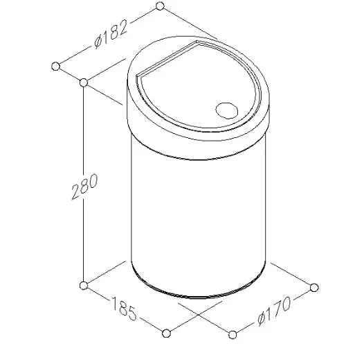 Normbau Inox Care Poubelle murale 2070499, 182 x 185 x 280 mm, Ø 182 mm,, Inox 009