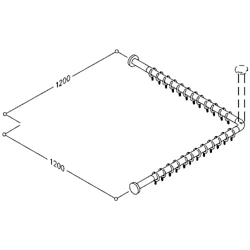Normbau Nylon Care Tringle en angle pour rideau de douche, avec anneaux, a = 1200 x 1200 mm, Antibac, Blanc 019