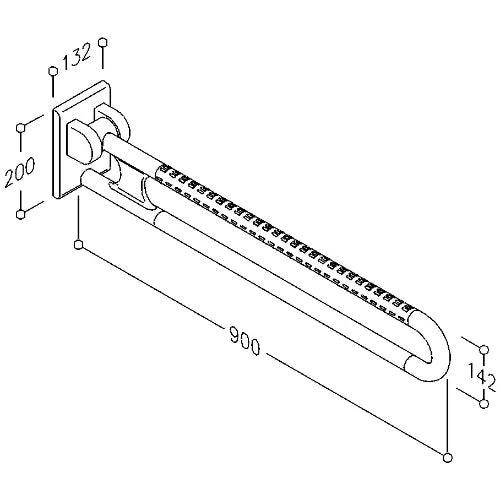 Normbau Nylon Care Barre d'appui rabattable NY.447.075, L = 900 mm, Antibac, Blanc 019