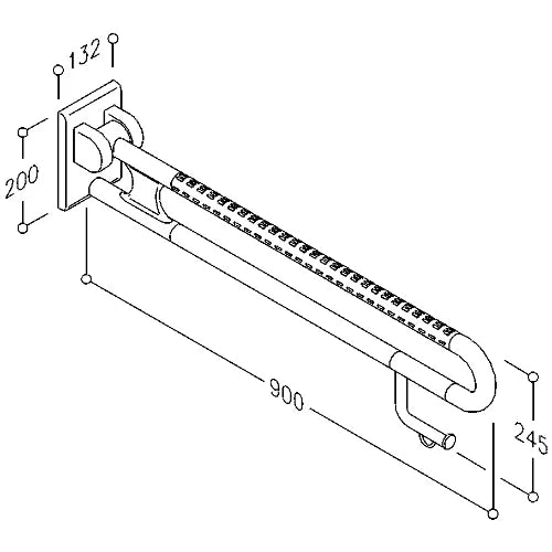 Normbau Nylon Care Barre d'appui rabattable avec porte-rouleau NY.447.185, L = 900 mm, Antibac, Blanc 019